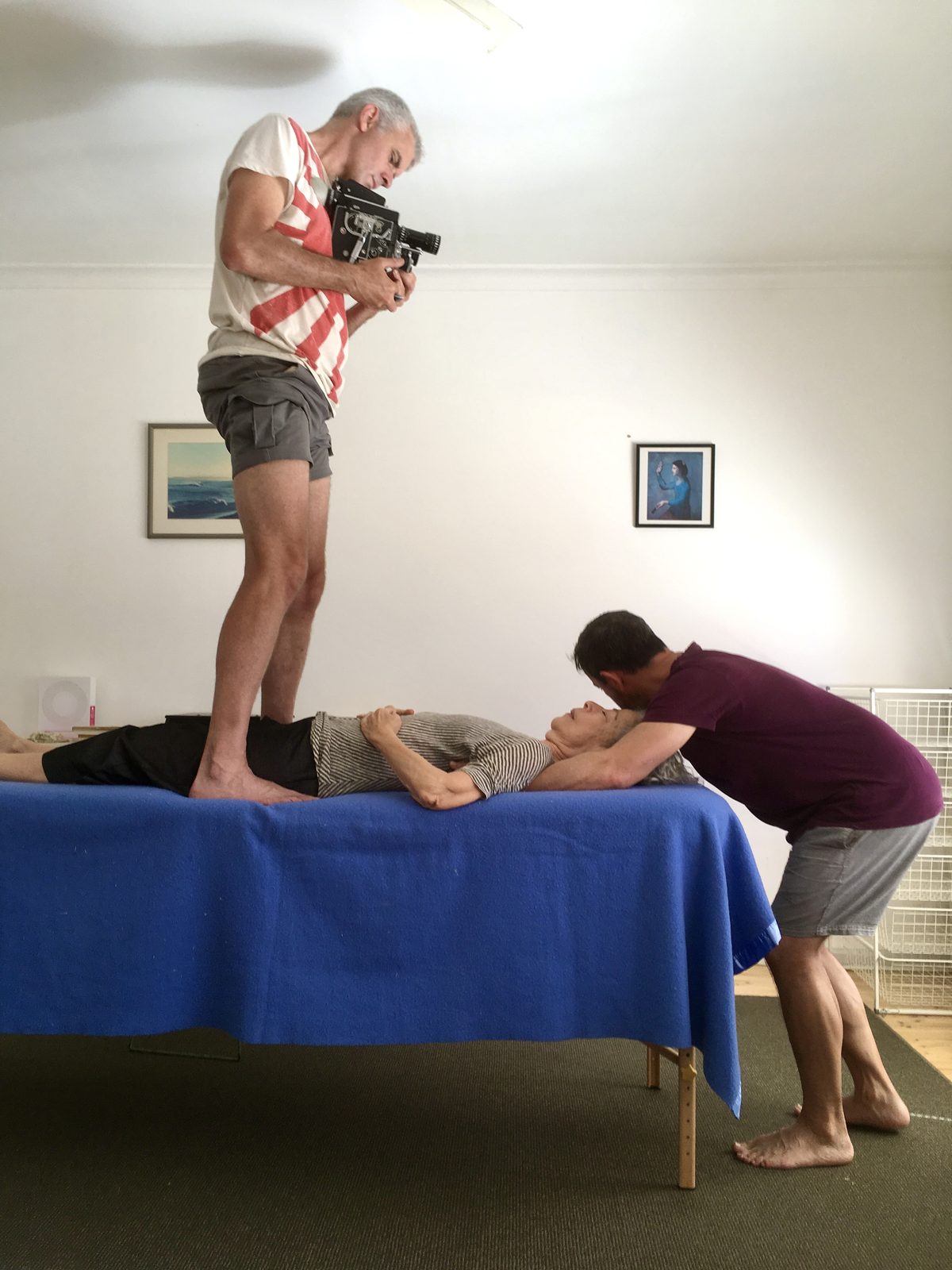 Peter Humble filming David Young working with Deborah Hay