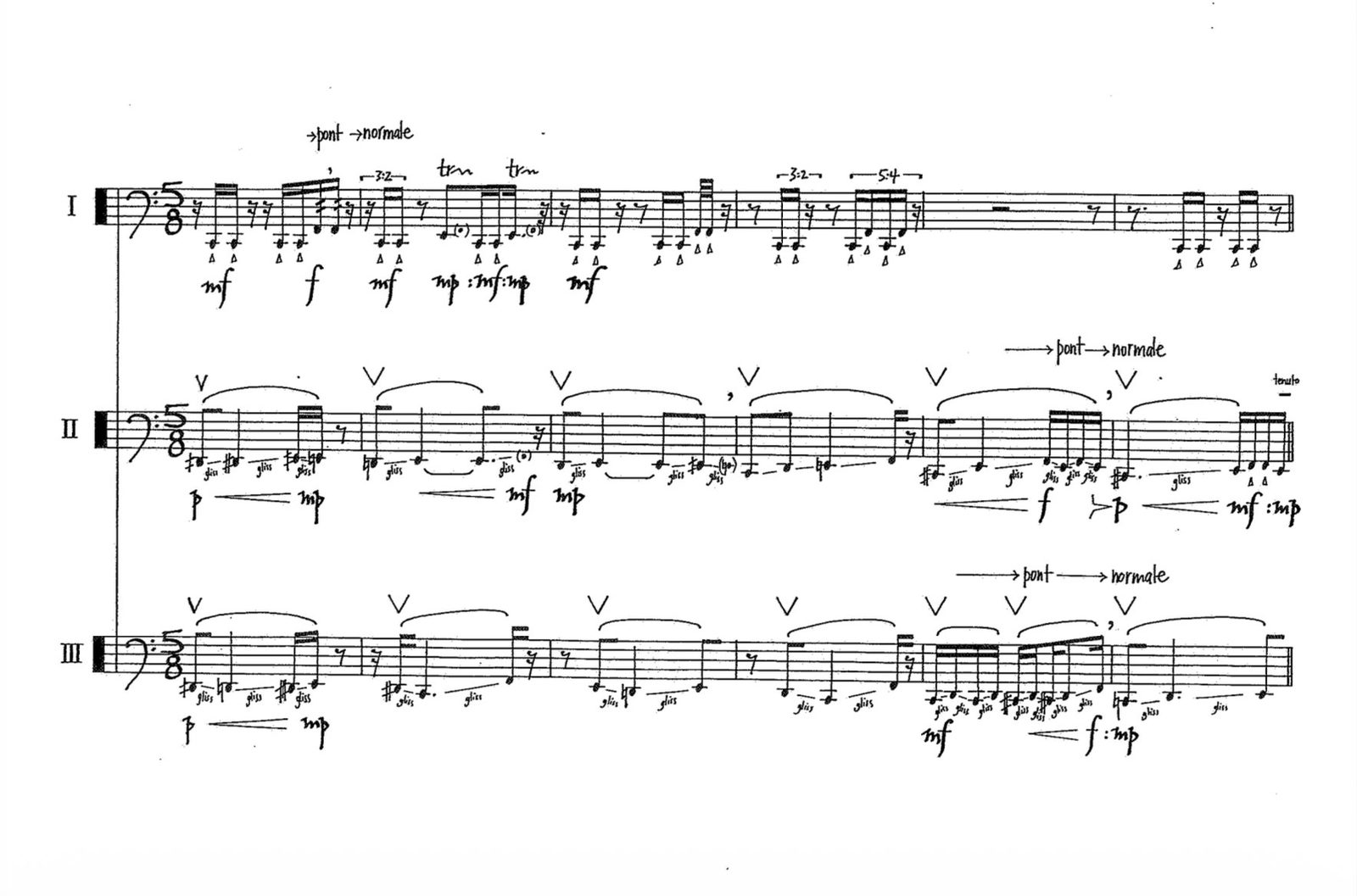 Lexicon score — three cello parts in 5/8